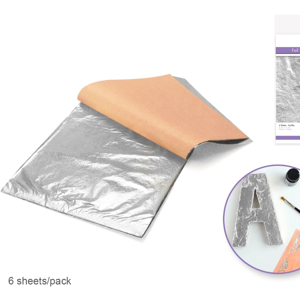 6 pcs Metallic Foil Leaf Sheets (Silver)